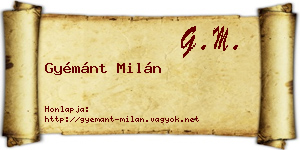 Gyémánt Milán névjegykártya